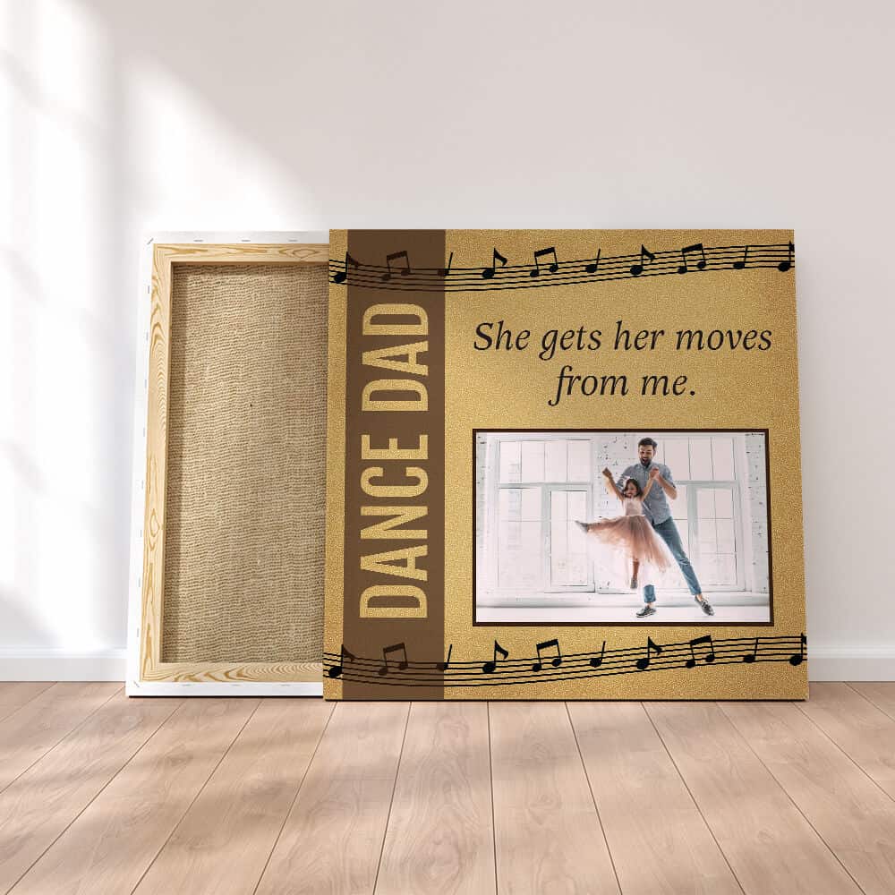 square photo canvas on the floor with the words Dance Dad